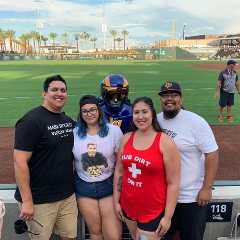 Zach, Allison, Sydney and Ethan at an Aviator's Game