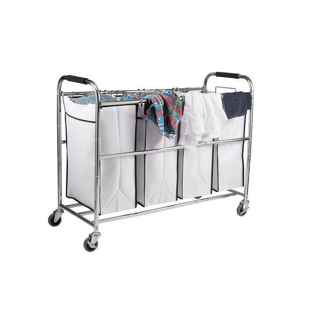 HomeIT 4 Bag Heavy Duty Laundry Hamper Sorter Cart with Wheels