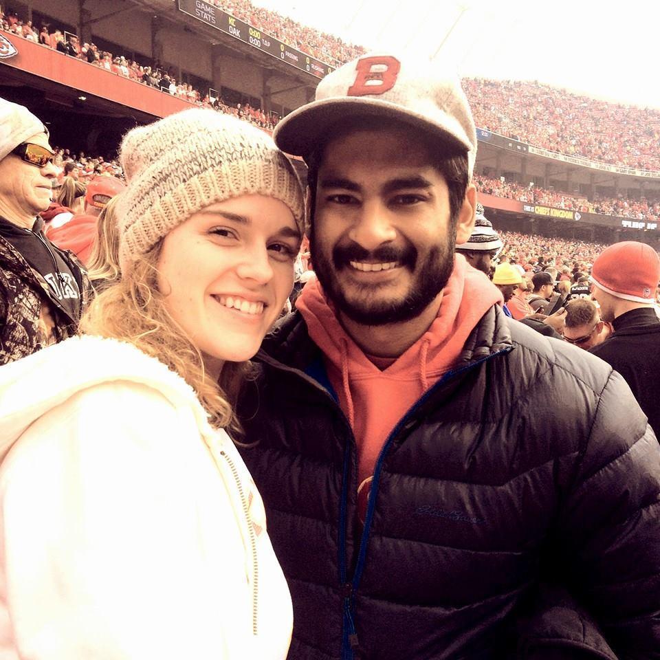 Sahin's first NFL game! Go Chiefs!! (and....Packers...I guess...but only because we are getting married, and I'm trying to accept that).