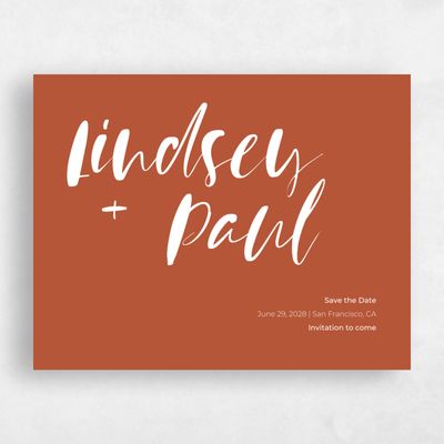 Rust, Orange Wedding Save the Date - Lyons Script