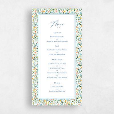 Cobalt, Blue Wedding Menu - Ariella
