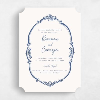 Blue Ticket Wedding Invitation - Galleria Classic