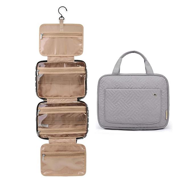 BAGSMART Toiletry Bag Travel Bag with Hanging Hook, Water-resistant Makeup Cosmetic Bag Travel Organizer for Accessories, Shampoo, Full Sized Container, Toiletries