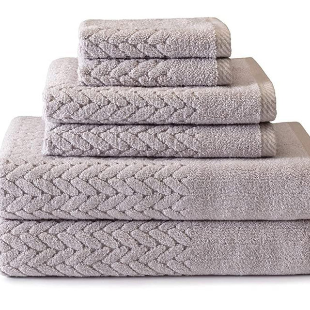 Texere 100% Organic Cotton 6-Piece Towel Set - Luxury Bath Towel (Chestnut, 6-Piece Set, Light Taupe) from Daughter TX-HC263-002-LTTP-R-6