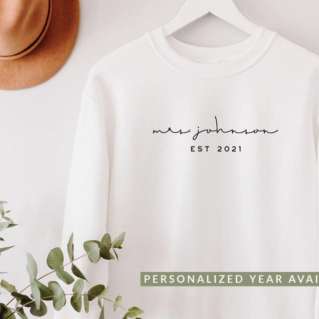 Mrs Bortolotto - Personalized Mrs Sweatshirt // Bridal Shower Gift / Engagement Gift / Gift for Bride / Gift for Fiance / Wedding Gift / Bride Gift