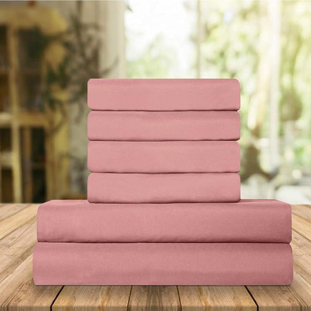 Elegant Comfort Luxury Soft Bed Sheets 1500 Premium Hotel Quality Microfiber Softness Wrinkle and Fade Resistant (6-Piece) Bedding Set, King, Dusty Rose