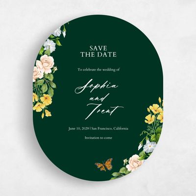 Green Oval Wedding Save the Date - Eterno Portrait