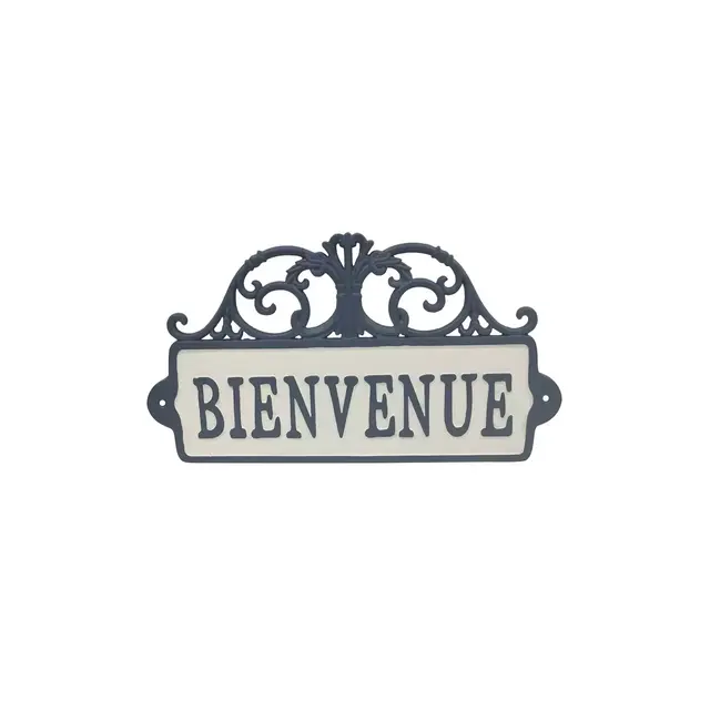 Bee & Willow™ Home Bienvenue Cast Iron Wall Sign in Blue/White
