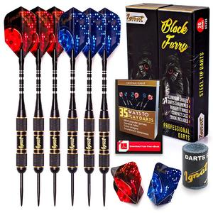 Ignat Games Steel Tip Darts - Professional Darts Set with Aluminum Shafts and Flights + Dart Sharpener + Innovative Case