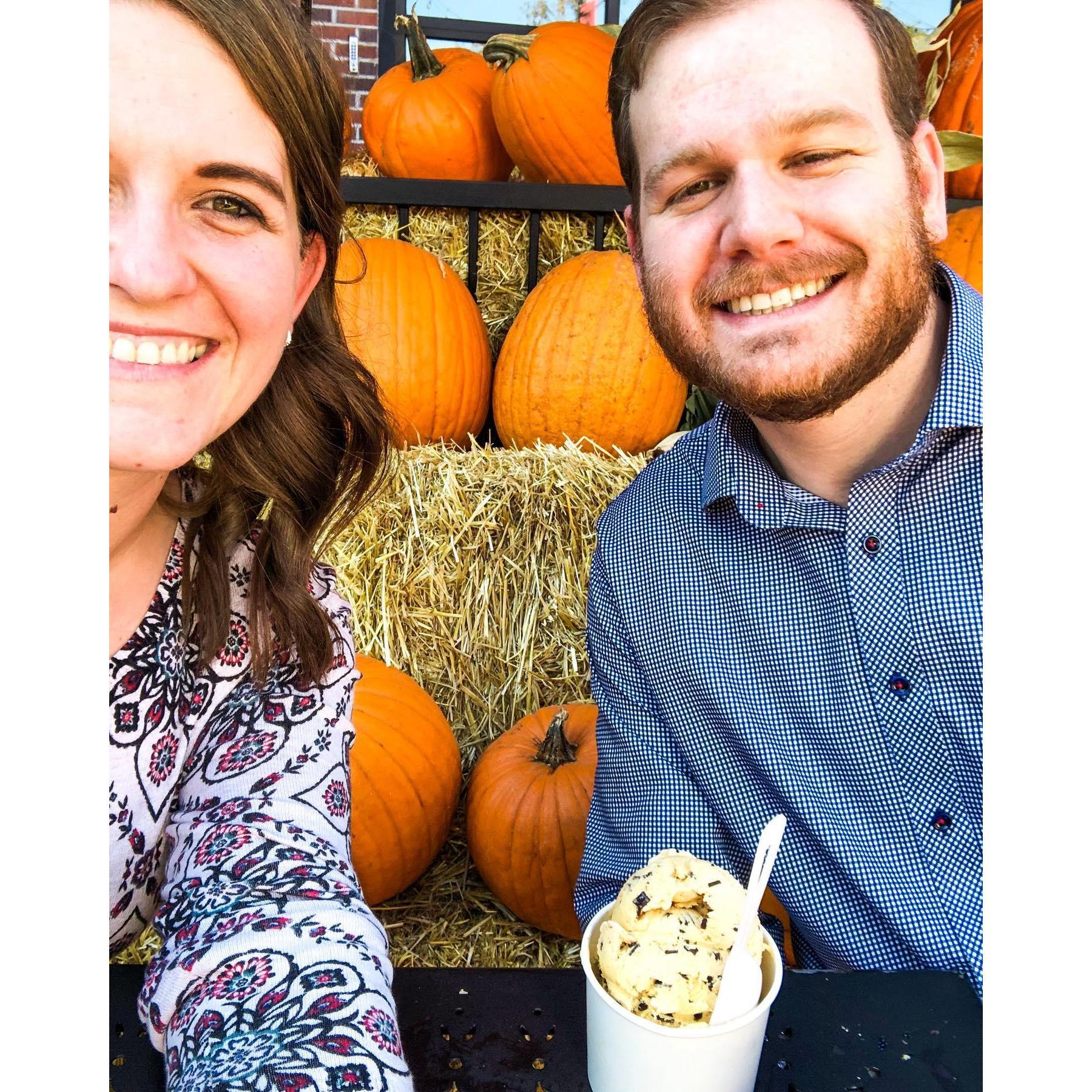 Our first time at Little Man Ice Cream together! Had to go and get the pumpkin flavored ice cream for fall of course!