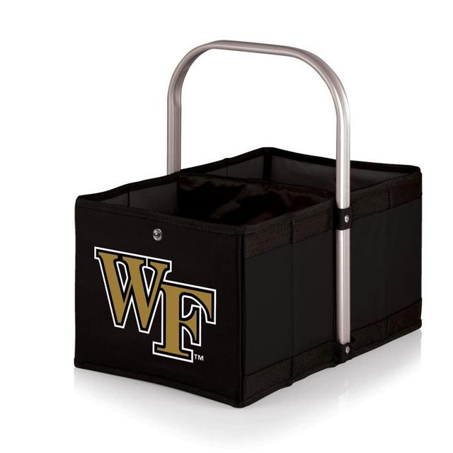 PICNIC TIME NCAA Urban Basket Collapsible Tote, Utility Tote Bag, Folding Reusable Grocery Bag with Handle, (Black)