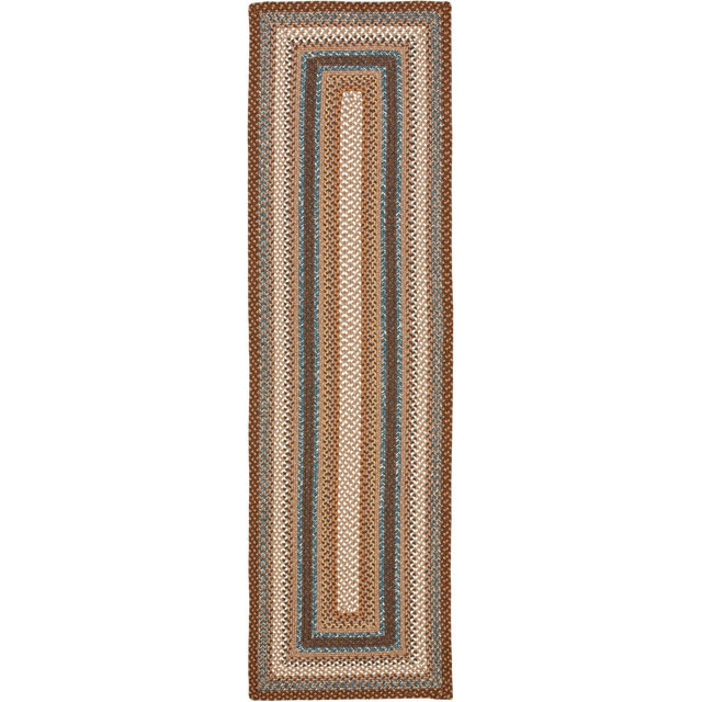 Braided BRD313 Machine Washable UV & Stain Resistant Non-Shedding Hand Woven Indoor Runner Rug - Brown/Multi - 2'3"x16' - Safavieh