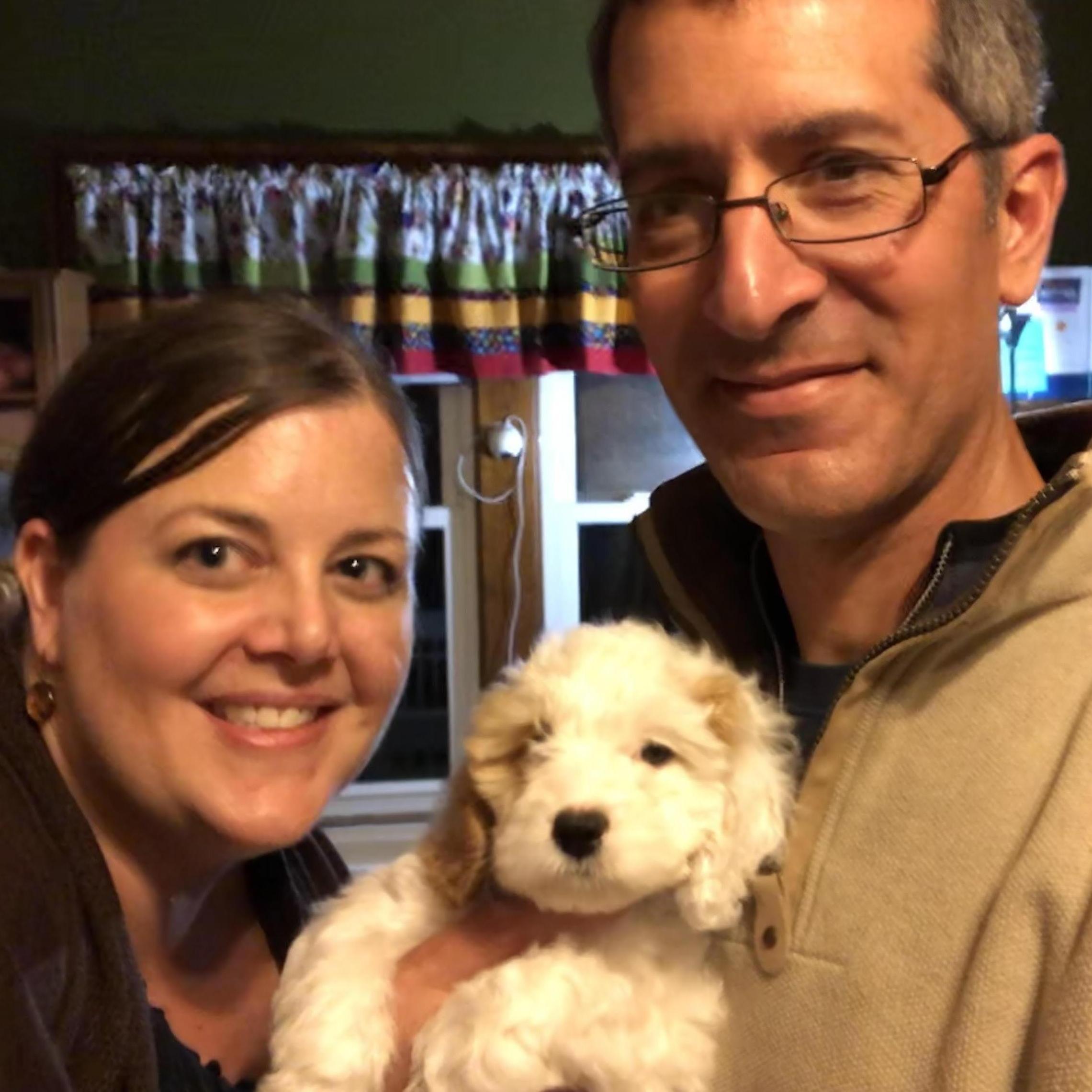 The day we picked up our baby Hazel. Proud puppy parents.
