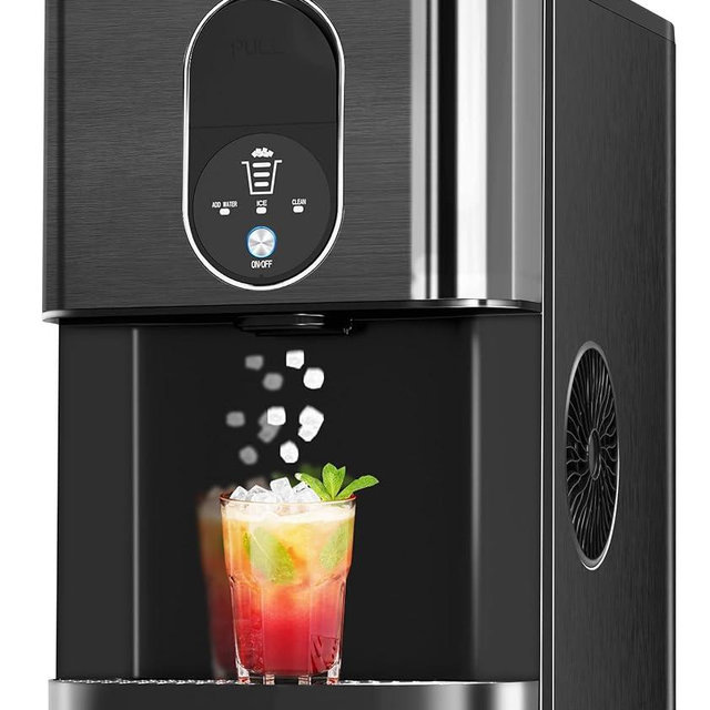 Cowsar Nugget Ice Maker Countertop, 44lbs/24H Soft Chewable Pellet Ice Machine with Dispenser, Self-Cleaning, 2.4L Removable Water Tank, One-Click Operation, Ideal for Home/Kitchen/Bar/Office, Black
