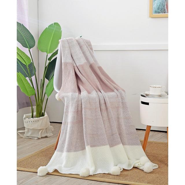 Kensington Garden Norwich 50" x 60" Knitted Pom Pom Throw