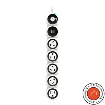 360 Electrical® PowerCurve 3.4 Surge Protector with 5 Rotating Outlets and 2 USB Ports in White