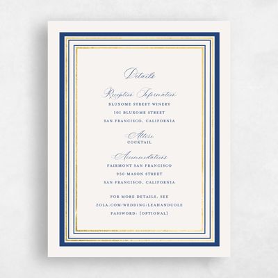 Light Navy, Blue Wedding Enclosure - Robin Foil