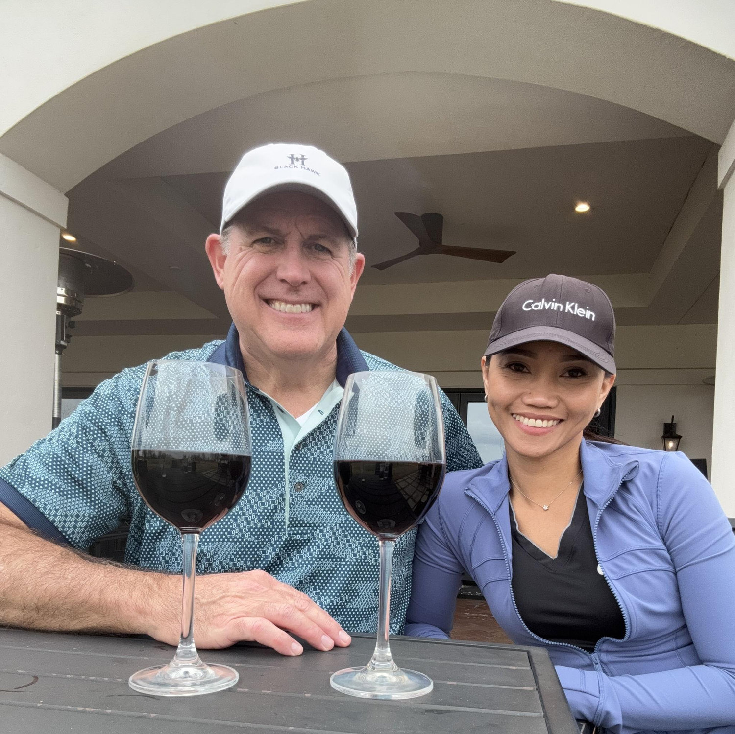 Sharing a glass after a round of golf…two of our favorite things!