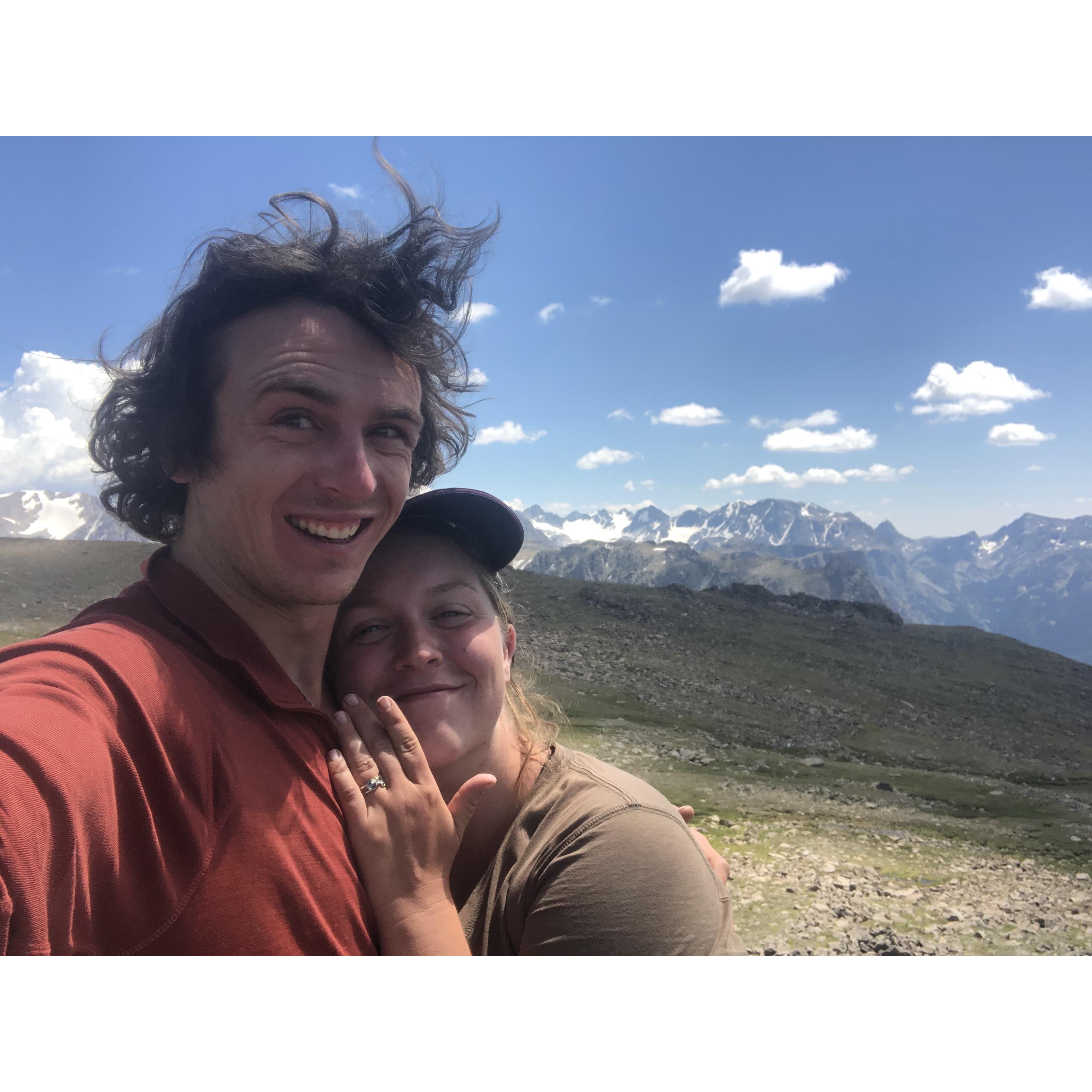 We got engaged on July 31st, 2020 on top of Lost Eagle Peak in the Wind Rivers