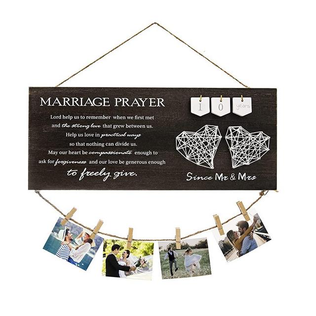 Wedding Gifts for Couple, Bridal Shower Gifts for Bride to be, Marriage Prayer Picture Frame - Anniversary Calendar Countdown Gifts for Husband and Wife, Valentine‘s Day Present for Him Her Newlywed