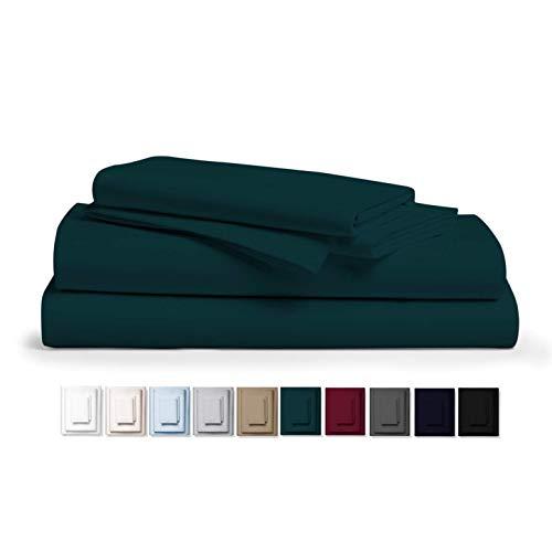 Kemberly Home Collection 800 Thread Count 100% Pure Egyptian Cotton – Sateen Weave Premium Bed Sheets, 4- Piece Teal Queen- Size Luxury Sheet Set, Fits mattresses Upto 18” deep Pocket