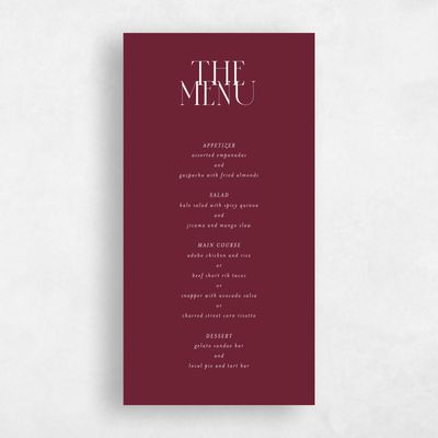 Wine, Red Wedding Menu - Aion