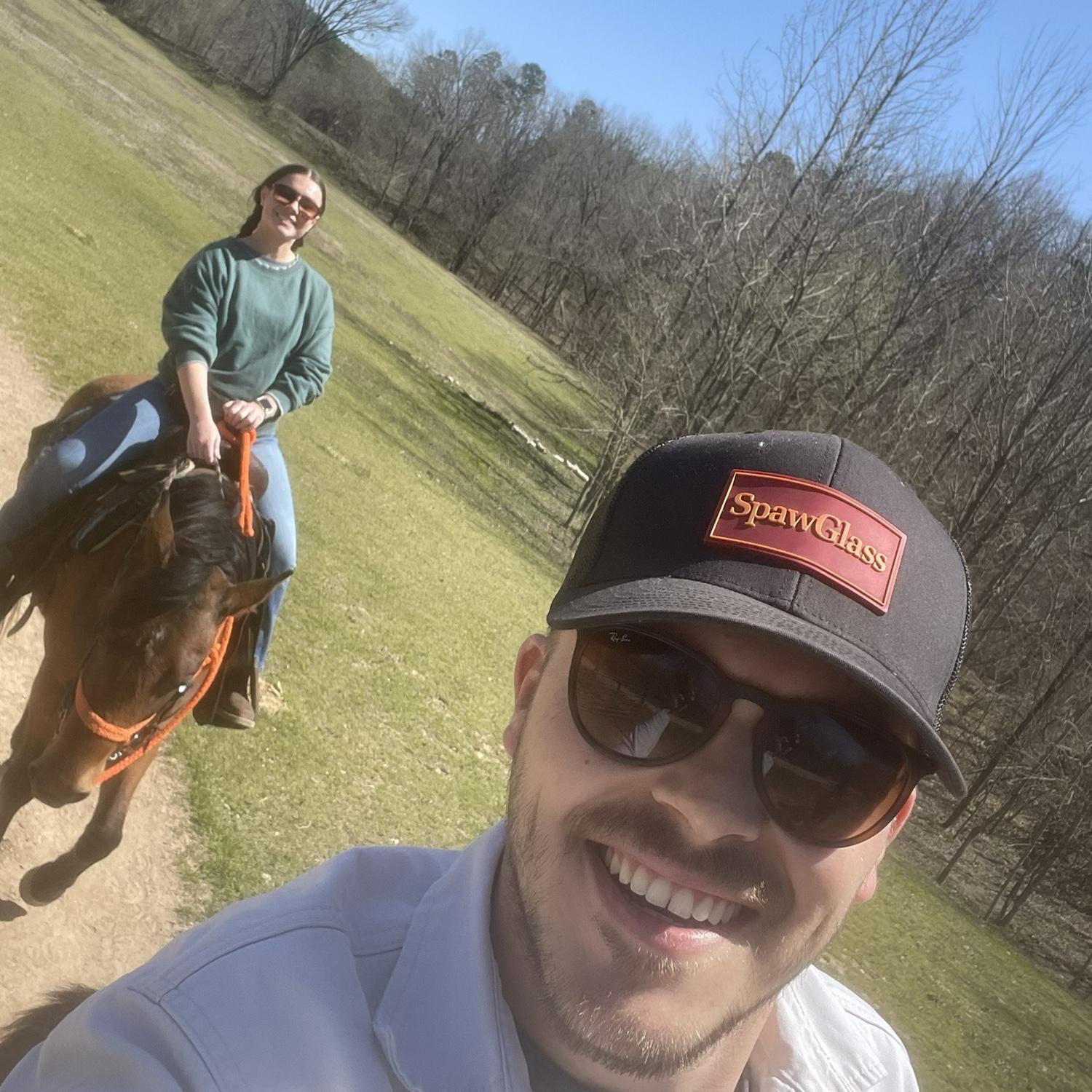 Horseback riding in Broken Bow for our first anniversary trip!