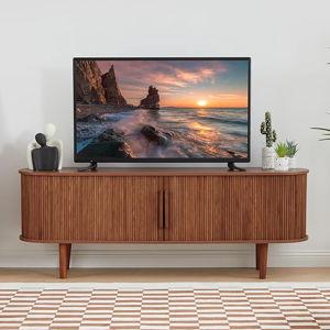TV Stand, Modern TV Console Table with Storage Compartment and Sliding Door, Gaming Entertainment Center with Cabinet for Living Room, Bedroom, Office (Walnut)