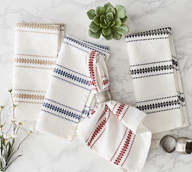 Zig Dobby Striped Cotton Napkins - Set of 6