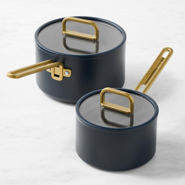 GreenPan Stanley Tucci Ceramic Nonstick 4-Piece Saucepan Set, Marino Blue