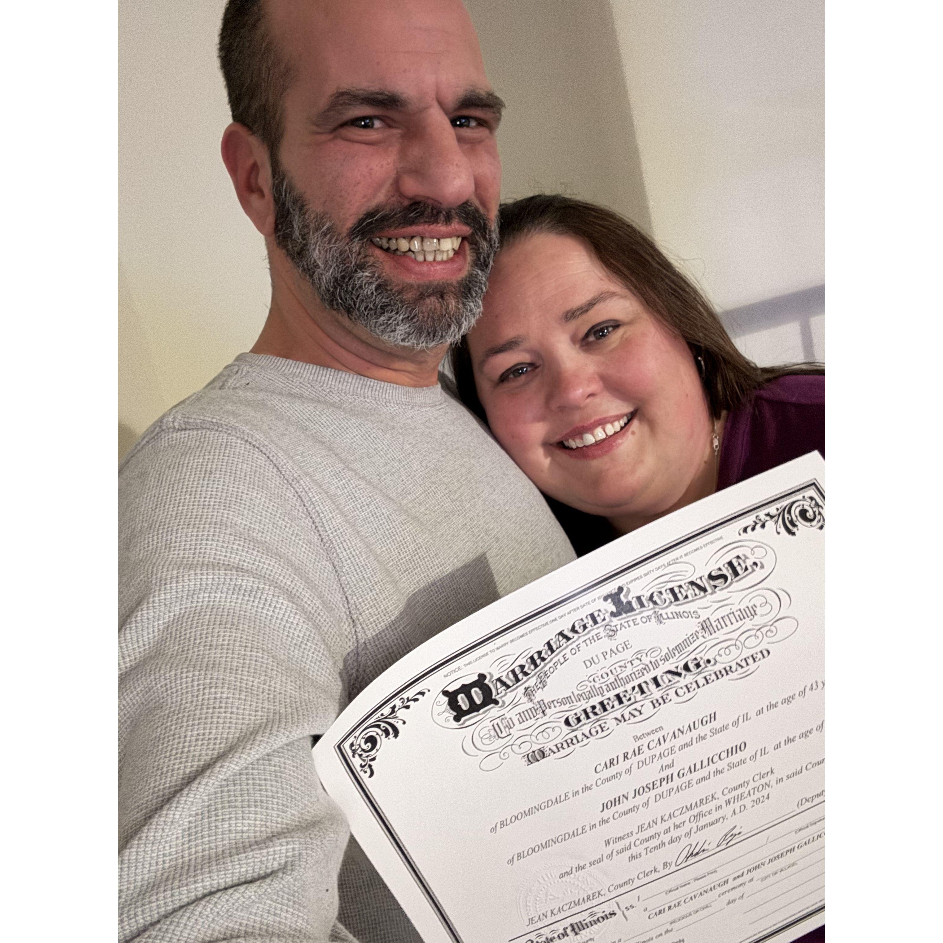 We got our marriage license!!