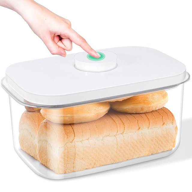 Large Bread Box with Easy-Carrying Handles for Kitchen Countertop, 6.5 Qt Rice Flour Container with Pop Up Lid & Hanging Hooks for Cleaner Use, Airtight Food Storage Bin for Kitchen Organization