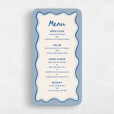 Blue Rounded Wedding Menu - Brielle