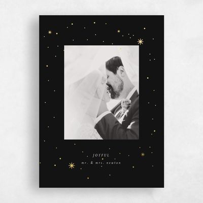 Black Holiday Card - Starlight Portrait Foil