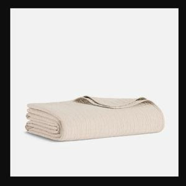 Lightweight Grid Cotton Bed Blanket- Pebble