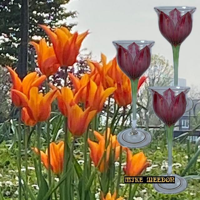 Fritz Heckert Enamelled Tulip Formed Wine Glasses