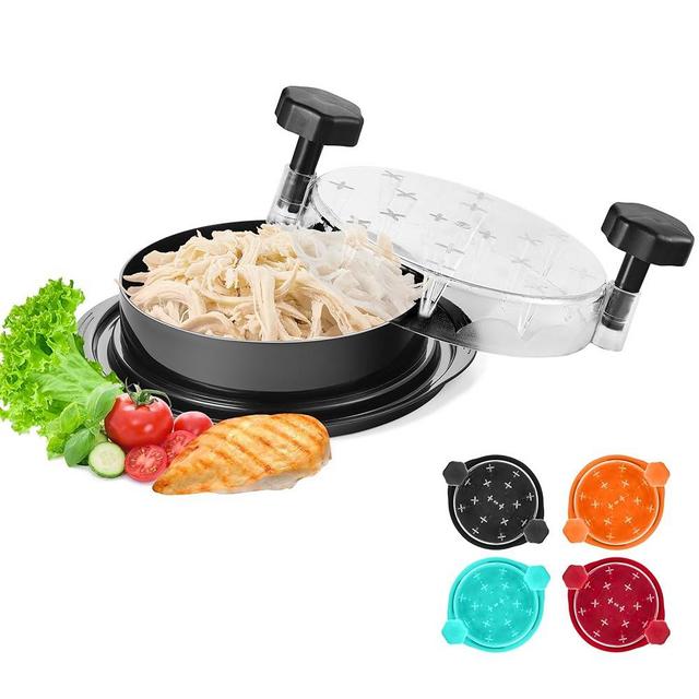Chicken Shredder Tool Twist: Food-Grade Visible Meat Shredder Tool Twist with Ergonomic Handle, Anti-Slip Base - Food Shredder for Beef Pork, Chicken Breast Shredder, Chicken Grinder - Black