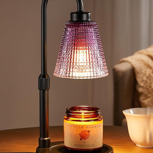 Innqoo Purple Candle Warmer Lamp with Timer, Dimmable Candle Warmer for Home Decor, Height Adjustable Candle Lamp for Jar Candles, Birthday Gifts for Women Mom, House Warming Gifts New Home