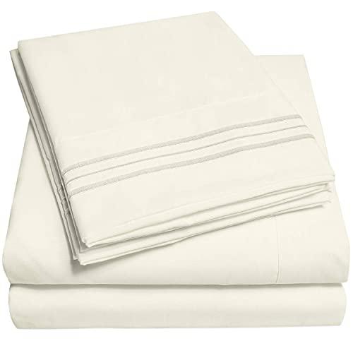1500 Supreme Collection Extra Soft King Sheets Set, Ivory - Luxury Bed Sheets Set with Deep Pocket Wrinkle Free Hypoallergenic Bedding, Over 40 Colors, King Size, Ivory
