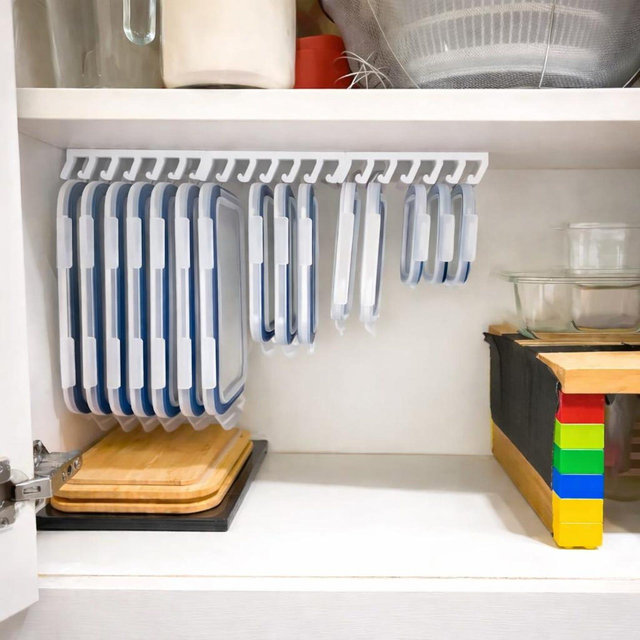 Pyrex Lid Organizer Wall Mount – Snapware Lid Holder Rack – Glasslock Compatible – IKEA 365+ Kitchen Cabinet Storage – Space Saving Solution