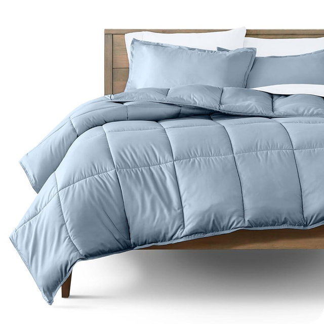 Bare Home Comforter Set - Queen Size - Ultra-Soft - Goose Down Alternative - Premium 1800 Series - All Season Warmth (Queen, Dusty Blue)