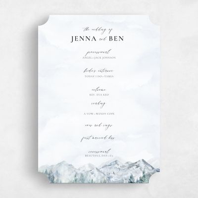 Grey Ticket Wedding Program - Avalon