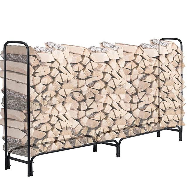 SINGLYFIRE 8ft Firewood Rack Outdoor Heavy Duty Firewood Storage Rack Log Rack Holder Steel Tubular Fire Wood Rack for Patio Deck Easy Assemble Log Storage Stand for Indoor Outdoor Fireplace Tool