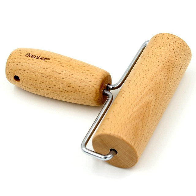 Bamber Wood Rolling Pin for Baking Wooden Pastry Pizza Dough Roller, 4-4/5 Inch by 4-1/3 Inch