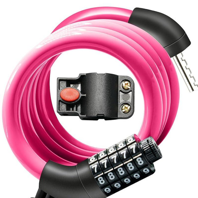 KEYSTP Bike Lock Cable with Combination,High Security 5-Digit Resettable Combination Bicycle Lock Anti-Theft, with Mounting Bracket for Bikes and Scooters