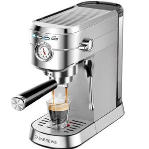 CASABREWS CM5418 Espresso Machine 20 Bar, Compact Espresso Maker with Steam Milk Frother, Stainless Steel Coffee Machine with 34oz Removable Water Tank for Cappuccino, Small Latte Machine, Silver