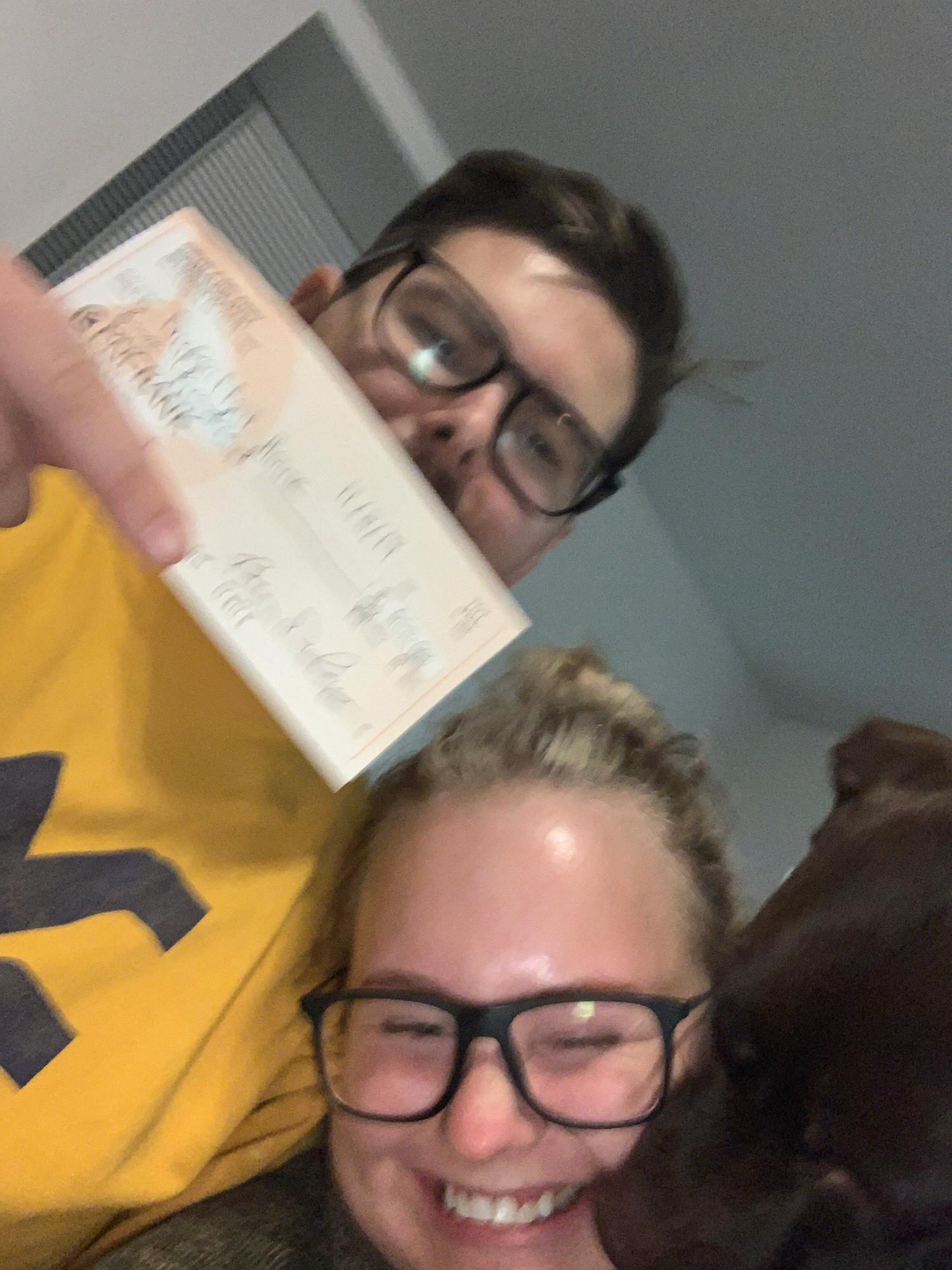 Happy faces when sending off the deposit for our venue