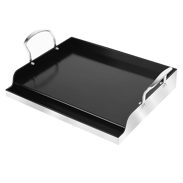 Utheer 17" x 13" Ceramic Nonstick Stainless Steel Griddle for Gas Grill, Charcoal & Induction, Stove Top Griddle, Non-Toxic, PFAS/PFOA/PTFE Free, Oven Up to 500°F, for BBQ, Camping & Kitchen, Black | For Gas Grill, Charcoal & Induction, Non-Toxic, PFAS/PFOA/PTFE Free, Oven Up to 500°F, For BBQ, Camping & Kitchen