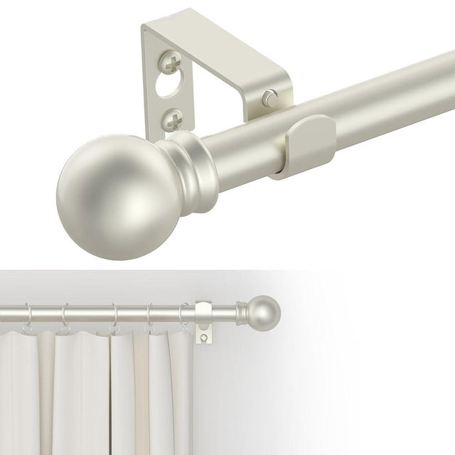 GXOACKJ Curtain Rods for windows 32-48 inch, 5/8 inch Decorative Nickel Splicing Heavy Duty Metal Curtain Rod set with Brackets