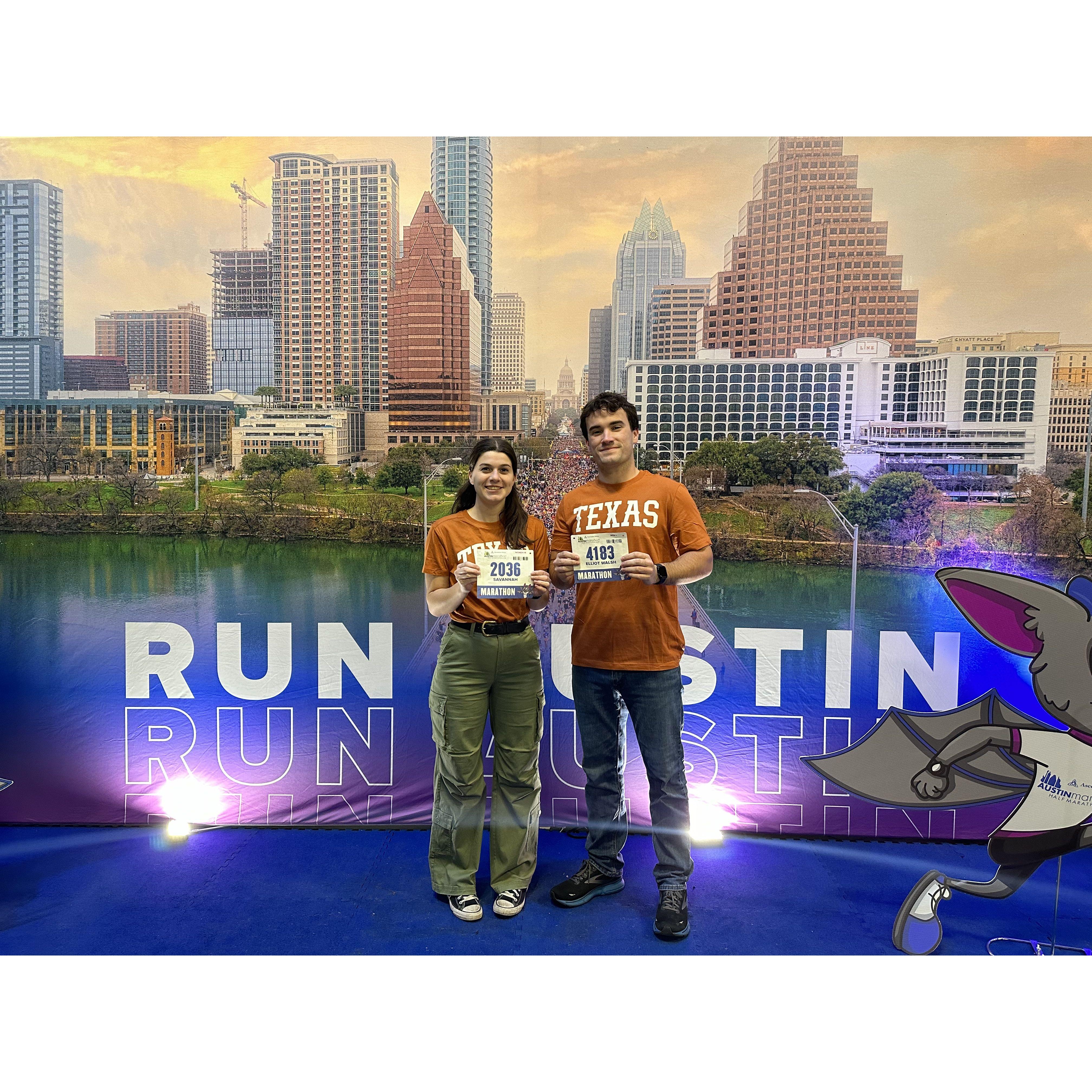 Before photo from the Austin Marathon! Savannah's first marathon!